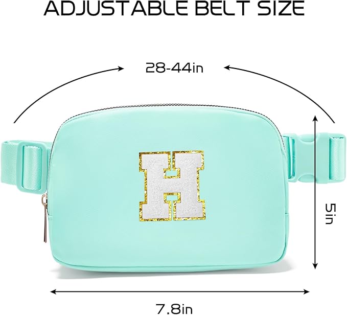 Gitus Birthday Gifts for 8 9 10 11 12 13 Year Old Girls Personalized Fanny Pack Crossbody Bags with Initial Letter Patch Belt Bag for Teen Girls Cute Trendy Stuff Travel Essentials (Mint Green-H)