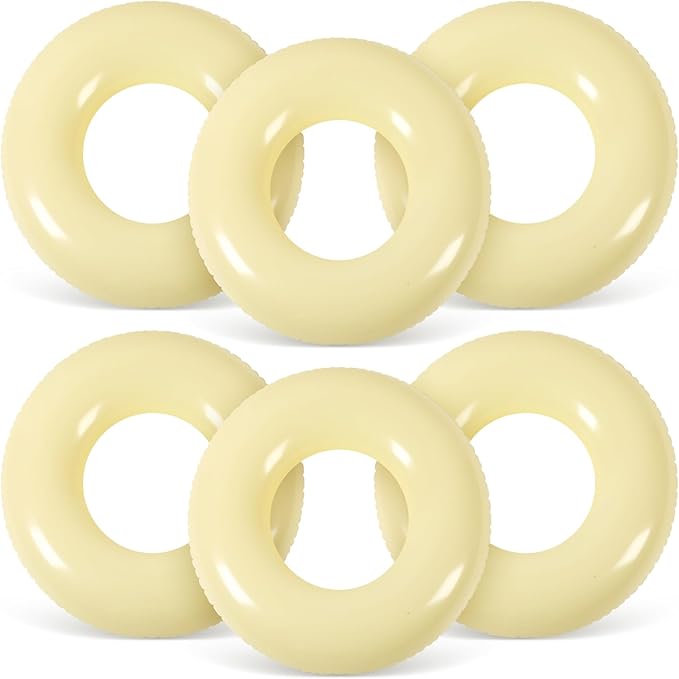 6 Pcs Inflatable Pool Floats 24 Inches Swim Tube Bulk Swimming Ring Pool Floaties for Beach Party Decorations Women and Men River Lake Summer Vacation Holiday (Yellow)