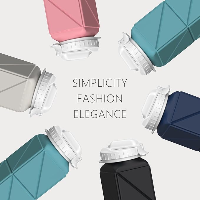 Collapsible Water Bottles with Straw 20.6oz, Silicone Foldable Portable Water Bottle, Lightweight Reusable Leakproof for Travel Camping Hiking Cycling Yoga Sports, 1 Pack (Dark Blue)