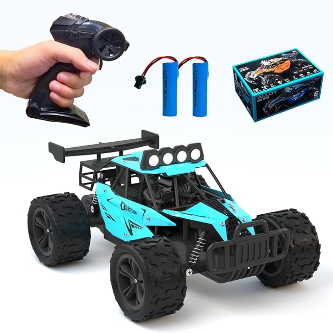Remote Control Car Monster Truck Toys 1:16 Scale RC Car For Boys 2.4GHz High Speed 20 km/h With LED Headlights,Rechargeable RC Cars Gifts for Boys 4-7 8-12 Christmas, Beginner, Kids 6-12+ (Cyan)