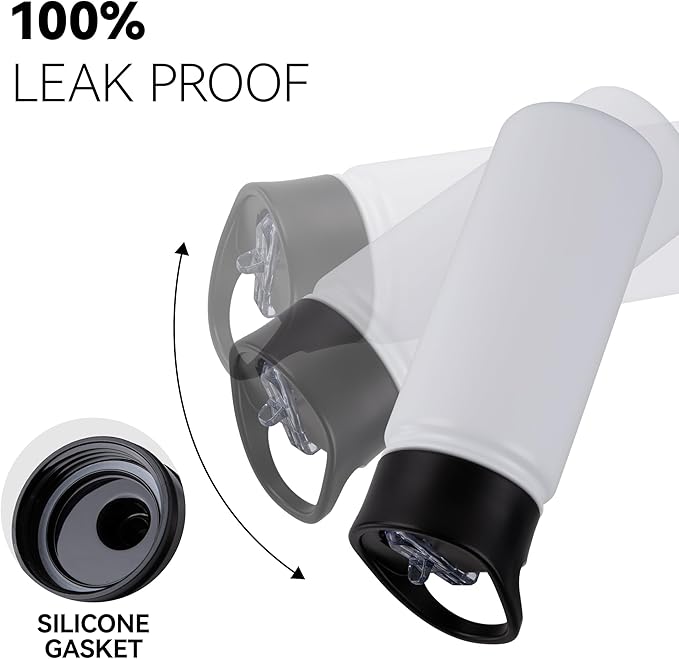 16 oz Insulated Water Bottle Bulk 8 Pack, Straw & Spout Lid, Keep Cold 24H, Spill Proof, BPA-Free, Double Wall, Stainless Steel Kids Water Bottles for School, Sports, White