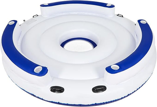 YUSING Inflatable Pool Floats, 2-3 Person Giant Pool Float Lounger with Cup Holder for Adults & Kids, Floating Island for Indoor & Outdoor