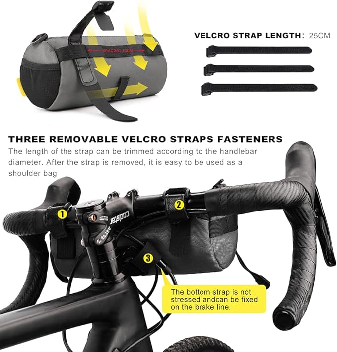 Rhinowalk Bike Handlebar Bag, Bicycle Front Bag Frame Storage Roll Bag Mountain Road Bikes Commuter Shoulder Bag Professional Cycling Accessories