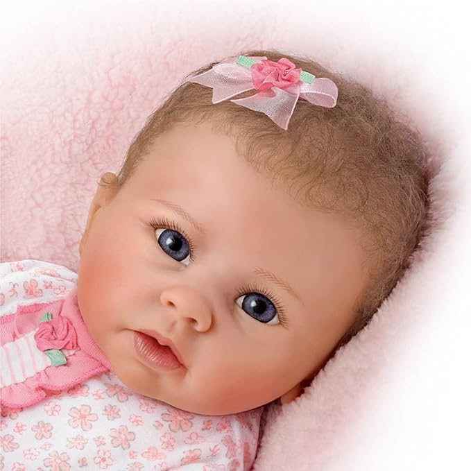 The Ashton-Drake Galleries Katie Reborn Lifelike Baby Doll 19 Inches, Interactive Heartbeat with Breating and Cooing, RealTouch Soft Vinyl with a Poseable Weighted Cloth Body, Hand-Rooted Hair