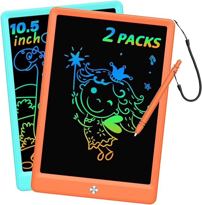 LCD Writing Tablet Doodle Board, Colorful Drawing Pad, Electronic Drawing Tablet, Drawing Pads,Travel Gifts for Kids Ages 3 4 5 6 7 8 Year Old Girls Boys (10.5 inch, Blue&Orange)