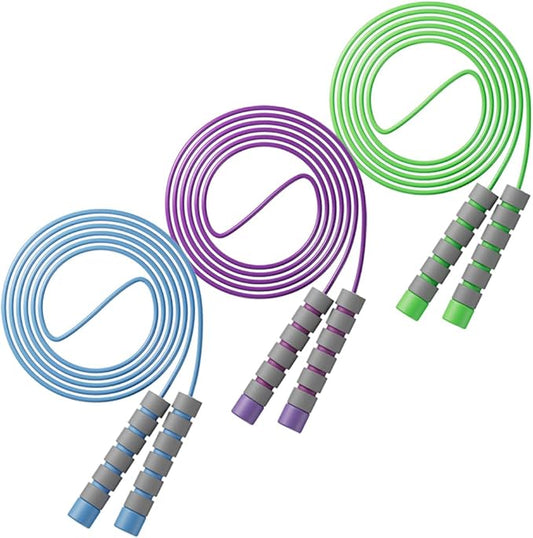 Adjustable Jump Ropes for Kids - Colorful Skipping Ropes with Soft Foam Handles - Ideal for Outdoor & Indoor Play, Fun Games Activity, Fitness, Exercise and Party Favors