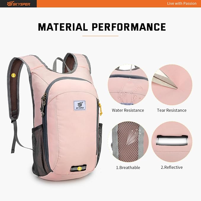 SKYSPER Small Daypack 10L Hiking Backpack Packable Lightweight Travel Day Pack for Women Men