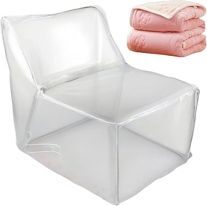 Beanbag Chair Cover – 60×45cm Clear Storage Seat | PVC Zippered Waterproof Organizer For Plush Toys | Comfortable Kids Furniture For Playroom, Bedroom & Floor Seating