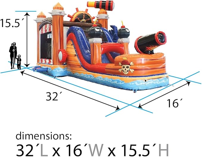 TentandTable Inflatable Bounce House Water Slide for Kids 5-12 Large, Commercial Grade Mega Bouncy Castle for Adults, Jump House, Includes Electric Air Blower, 32' L x 16' W x 15' H, Pirate Cove