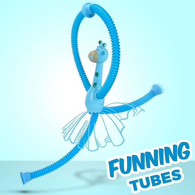 12Pack Telescopic Suction Cup Giraffe Toy, Pop Tubes Toddler Travel Toys, Educational Fidget Toys for Anxiety Kids for 3 4 5 6 7 8 9 Year Old Boys Girls