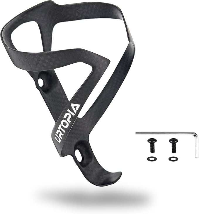 Full Carbon Fiber Bike Water Bottle Holder, Ultra-Light, High Strength Durable Carbon Bottle Cage, Bike Water Bottle Holder Brackets for Road Bike, Mountain Bike, Gravel Bike (1 Pack)