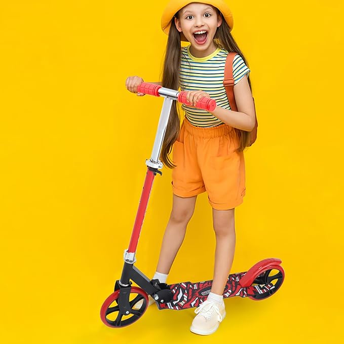 Folding Kick Scooter for Ages Lightweight Collapsible Scooter with Handlebar Height for Boys and Stable Balance Commuter Red