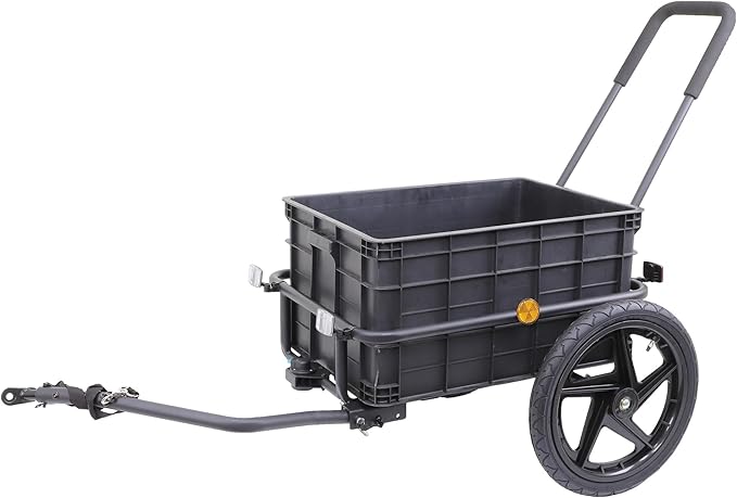 Xspec 2-in-1 Bike Cargo Trailer Pushcart, Bicycle Trailer with Removable Box and Waterproof Cover, Black, Pushcart Stroller with Tow Hitch and Removable Handlebar