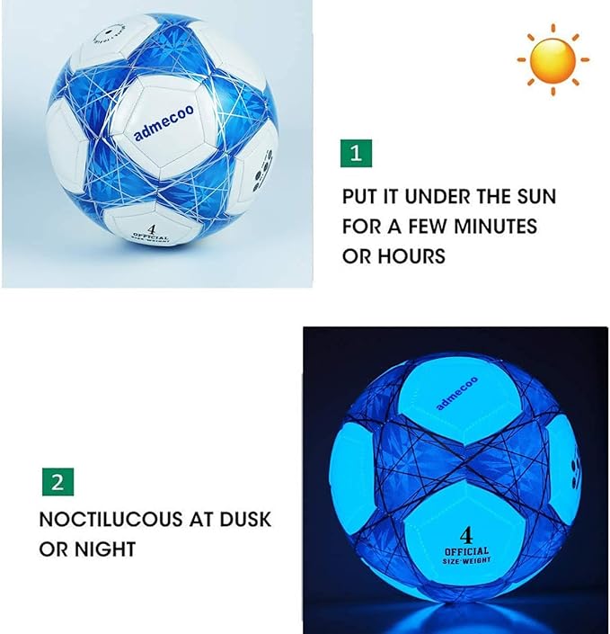 Light Up Soccer Ball Glow in The Dark Soccer Ball Size 3/4/5 with Needles and Pump Ball for Men Youth and Adult Night Games