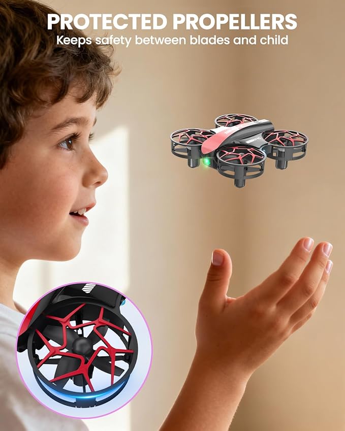 SIMREX Mini Drone for Kids & Beginners, RC Quadcopter with Altitude Hold, 3 Speed Modes, One Key Takeoff/Landing, Headless Mode, Cool LED Lights, Stunt Flip, Ideal Christmas Birthday Gift Toy(Red)