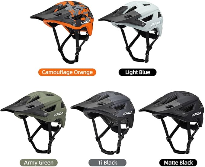 Lixada Adult Bike Helmet Mountain Helmet Road Bike Helmet Adjustable Dial Removable Visor Ventilation Cycling Helmet for Men Women 55-61cm