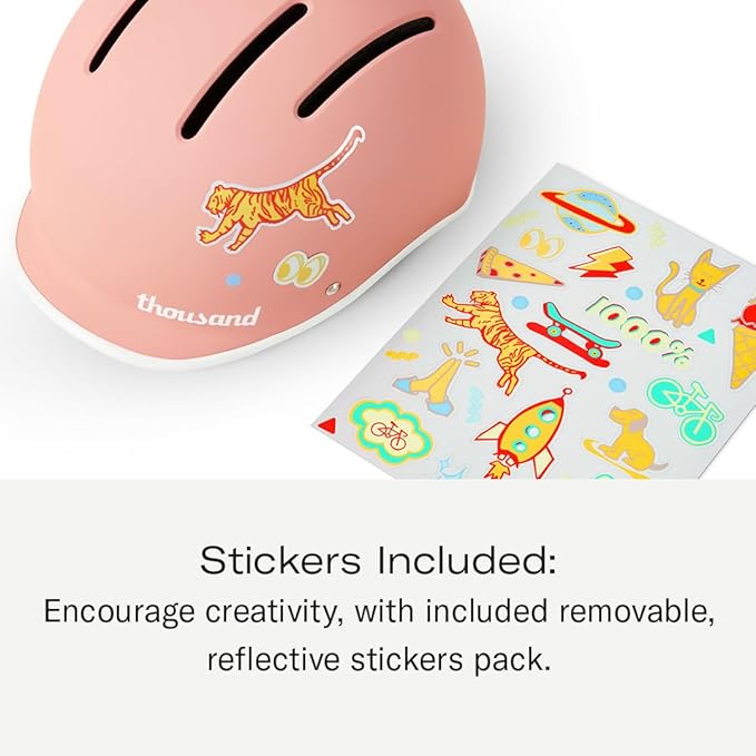 Thousand Kids Helmet – Free Reflective Sticker Pack to Customize, No Pinch Magnetic Buckle, Multi Sport Safety CSPC ASTM CE Certified – Jr Collection