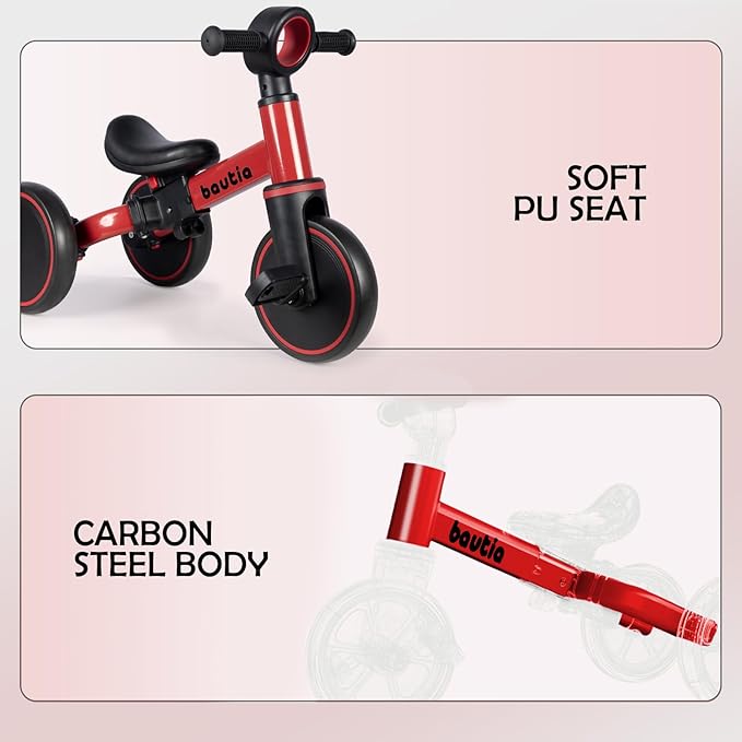 Tricycle for Toddlers 1-3, 4 in 1 Baby Balance Bike 1 2 Year Old Boy Girl Gift, Kids Bicycle Toy with Removable Pedals