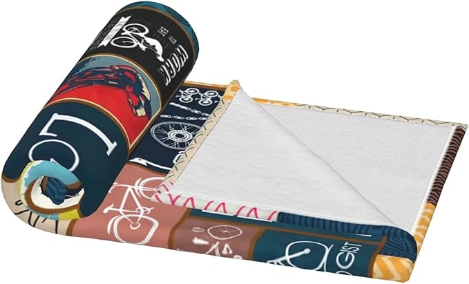 Bicycle Cycling Blanket Bike Throw Blankets Gifts for Men Boys Girls Women Plush Cozy Flannel Fleece Ultra Soft Fuzzy Party Blanket for Bed Couch Sofa 80"X60"