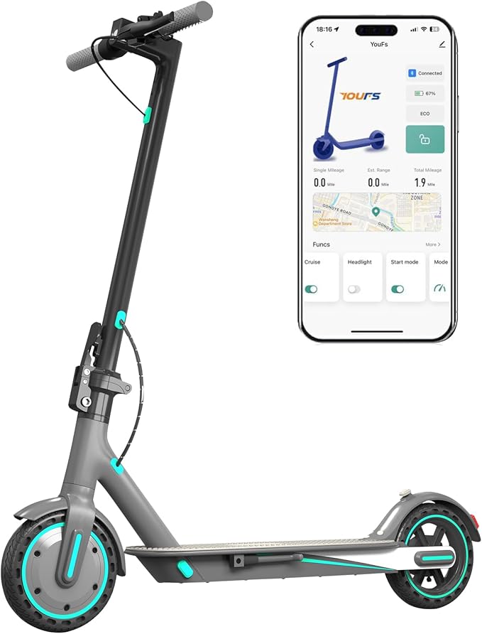 Electric Scooter for Adults & Teens, 350W Motor, 19 MPH Top Speed, 15/21 Miles Range, Foldable E-Scooter with 8.5" Honeycomb Tire, Escooter with Dual Braking System and App Control