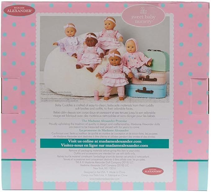 Madame Alexander 14-Inch Baby Cuddles Doll with Bottle, Pink Floral, Light Skin Tone