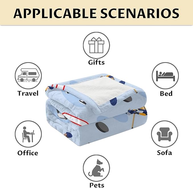 Hockey Blanket - Hockey Gifts for Girls Boys - Kids Blanket for Sport Lovers - 60"x80" Soft Flannel Throws for Couch