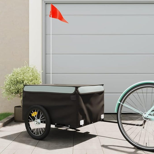 Bike Cargo Trailer, Bicycle Cart Bike Wagon Trailer, Bike Luggage Carrier, Loading Bike Storage Cart, Black and Gray, Maximum Load Capacity: 99.2 lb,-435