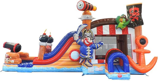 TentandTable Inflatable Bounce House Water Slide for Kids 5-12 Large, Commercial Grade Mega Bouncy Castle for Adults, Jump House, Includes Electric Air Blower, 32' L x 16' W x 15' H, Pirate Cove