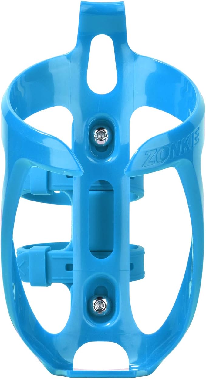 ZONKIE Bicycle Bottle Cages, Plastic Bike Bottle Holder with Cage Mounting Base (Blue)
