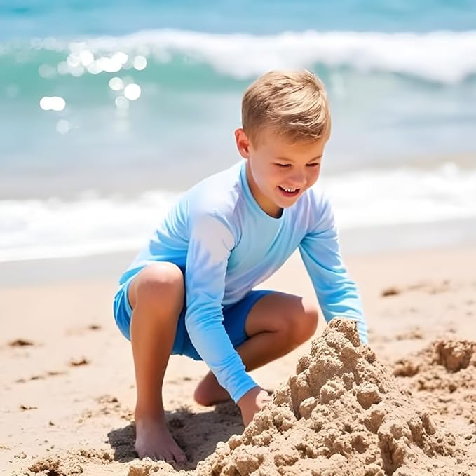 INGEAR Boys' Rash Guard UPF 50+ Swim Shirt - Lightweight, Quick-Dry, Durable Sun Protection for Swimming, Sizes XS-XL