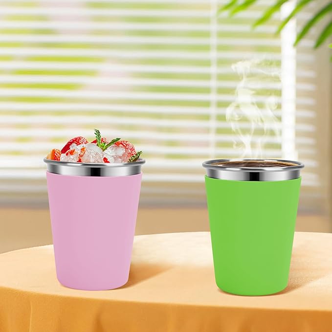 Stainless Steel Kids Cups with Lids and Straws Leakproof, 5 Pack 12oz Spill Proof Cup for Toddlers Kids Tumblers Unbreakable Sippy Cups with Straws for School, Outdoor (Multicolor)