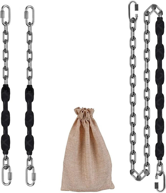 2 Stainless Steel Chains (64 "), 4 Quick Connection Buckles Never Rust Swing Hardware for Hammock Chairs Swings Sandbags, up to 1000LB