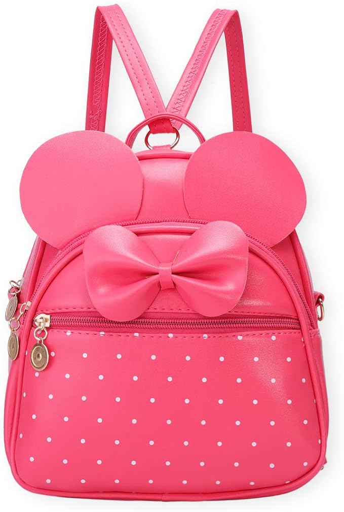 KL928 Girls Mini Backpack Bowknot Polka Dot Cute Small Daypacks Convertible Shoulder Bag Purse for Women