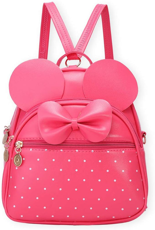 KL928 Girls Mini Backpack Bowknot Polka Dot Cute Small Daypacks Convertible Shoulder Bag Purse for Women