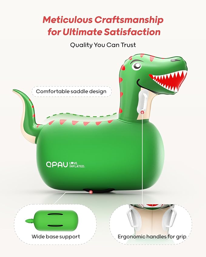 QPAU Kids Dinosaur Hopper - 220lbs Load Capacity, Bouncing Animal Toy, Outside Toys, Dinosaur Gifts for Kids Ages 5+