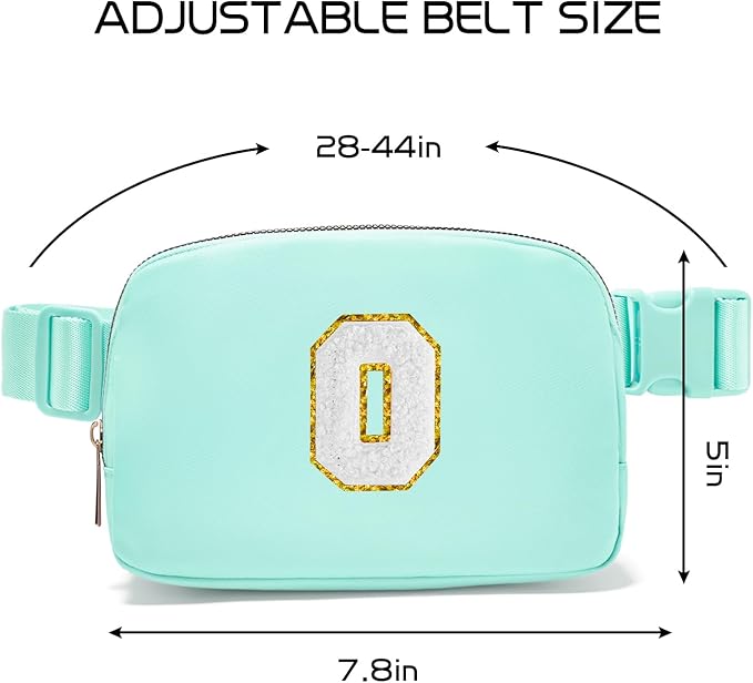 Gitus Birthday Gifts for 8 9 10 11 12 13 Year Old Girls Personalized Fanny Pack Crossbody Bags with Initial Letter Patch Belt Bag for Teen Girls Cute Trendy Stuff Travel Essentials (Mint Green-O)