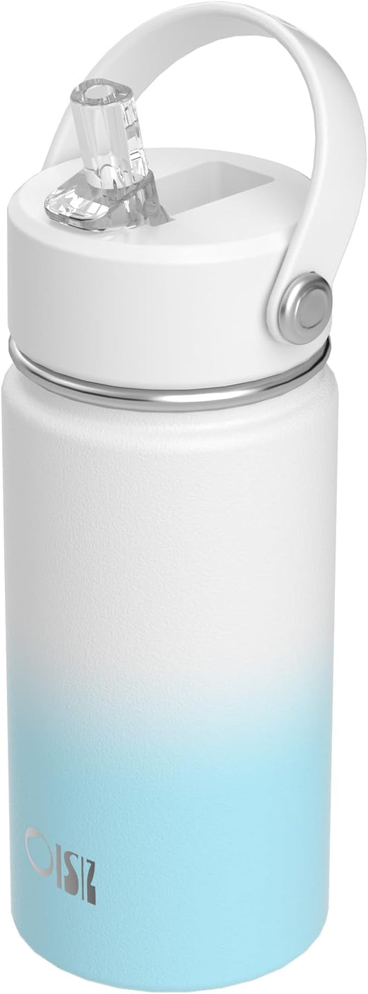OISIZ Kids Water Bottle with Straw Lid 14oz, Vacuum Insulated 316 Stainless Steel Water Bottles for Kids for School, Leakproof Water Bottle, BPA Free and Keep Cold for 24 Hours