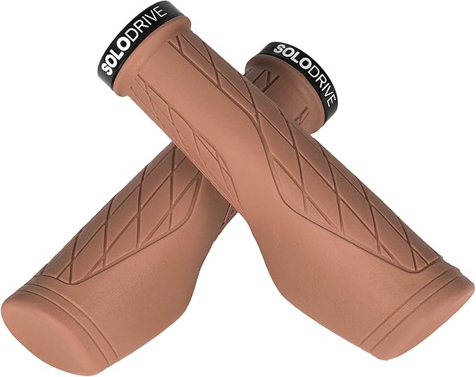 SOLODRIVE Ergonomic Design Mountain Bike Grips, Comfortable Bicycle Handlebar Grips, Single Lock-on and Non-Slip MTB Handle, Fit MTB, E-Bike, Hybrid, Scooter