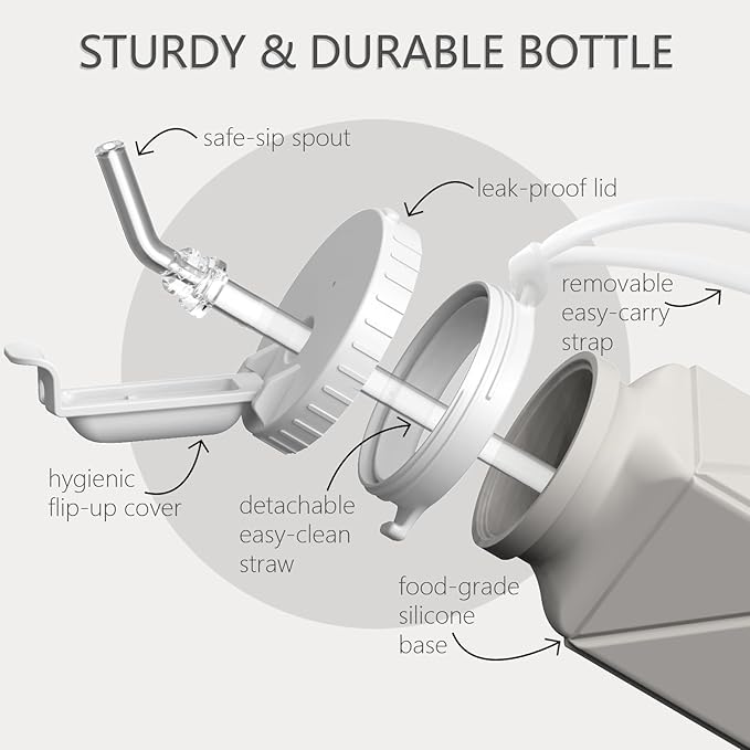 Collapsible Water Bottles with Straw 20.6oz, Silicone Foldable Portable Water Bottle, Lightweight Reusable Leakproof for Travel Camping Hiking Cycling Yoga Sports, 1 Pack (Starlight)