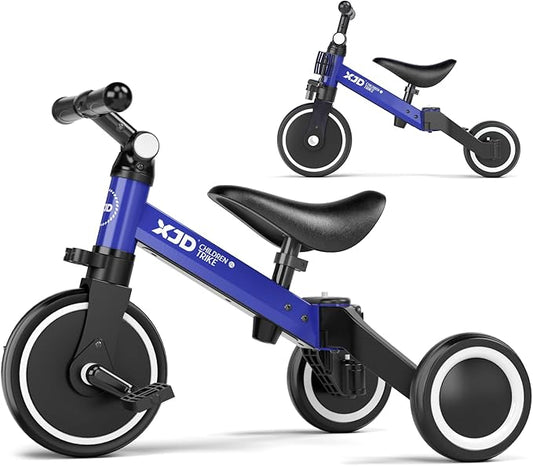 ﻿XJD 5 in 1 Toddler Bike, Tricycle for Toddlers 1-3 with Adjustable Seat Height, Removable Pedals, Ideal Balance Bike Birthday Gifts and Toys for Boys and Girls