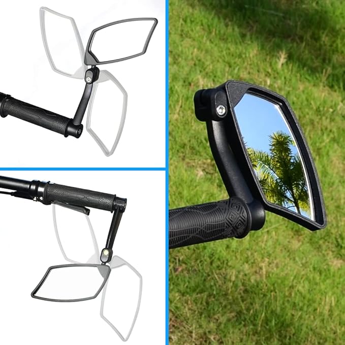 Bar End Bike Mirrors 1 PAIR, High–Definition Convex Scratch Resistant Glass Lens E-Bike Mirror,Safe Rearview Mountain Bike Mirror for Left and Right Side BT-018