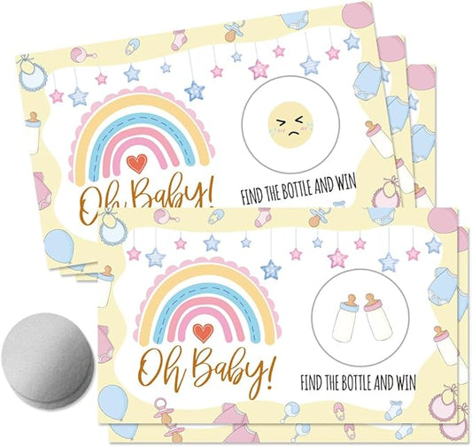50 Psc Oh Baby Scratch off Game Cards, Funny Rainbow Scratch Cards for Birthday Baby Shower Party, Lottery Group Enterprises Games Activity Supplies, Baby Shower Birthday Party Supplies