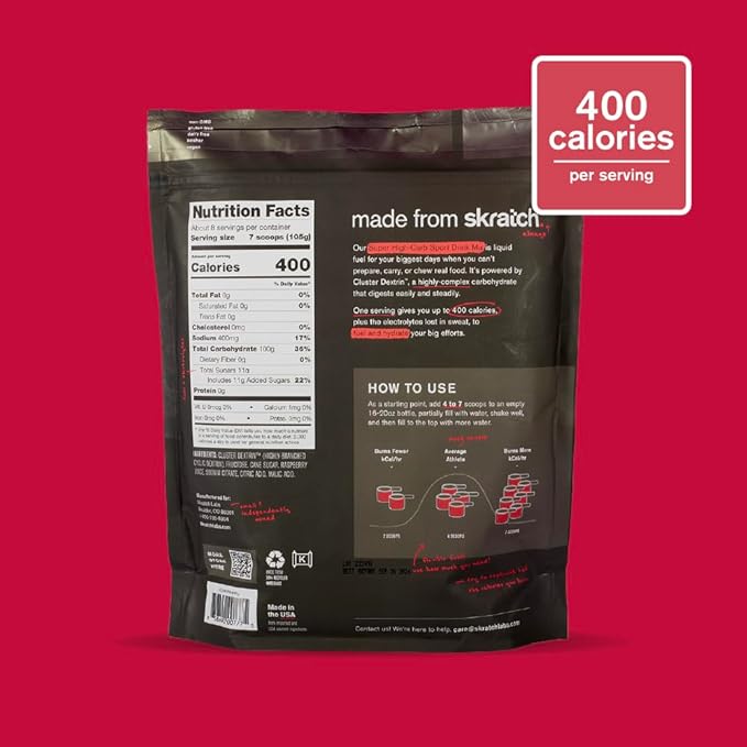 Skratch Labs Super High-Carb Hydration Powder | Carbohydrate Powder with Cluster Dextrin and Electrolytes | Endurance Energy Drink | Raspberry (840 Grams) | Non-GMO, Gluten Free, Vegan, Kosher