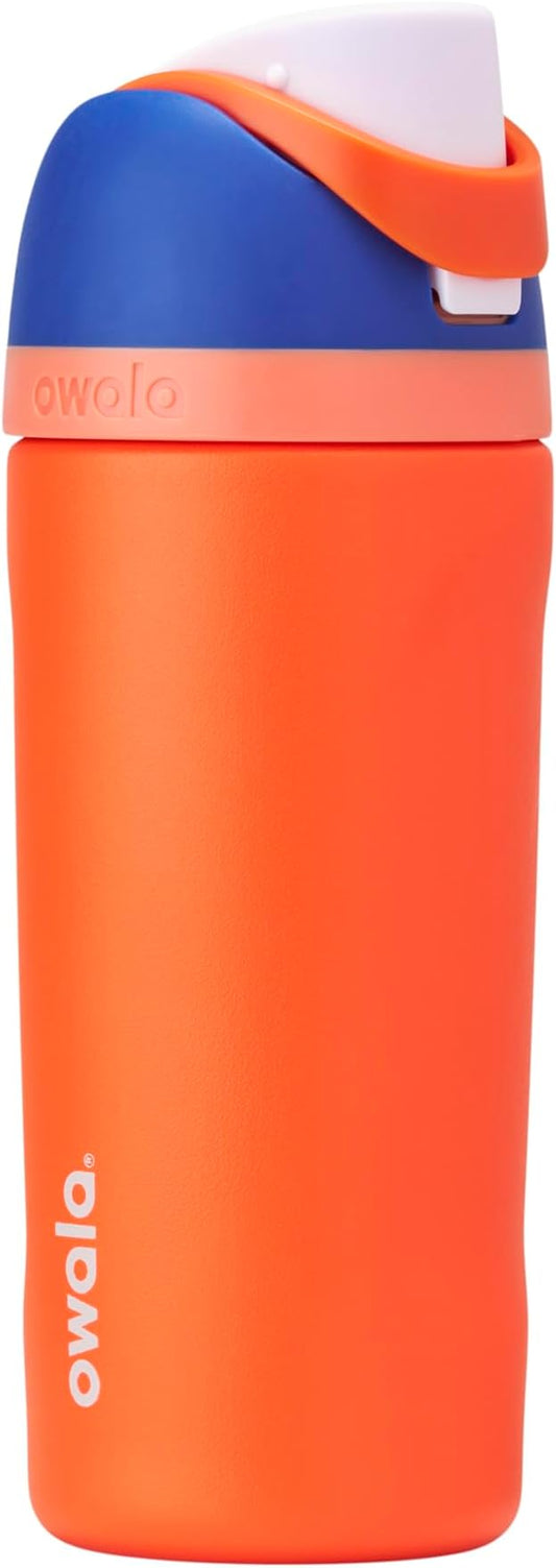 Owala Kids FreeSip Insulated Stainless Steel Water Bottle with Straw for Sports, Travel, and School BPA-Free Sports Water Bottle, 16 oz, Blue Citrus