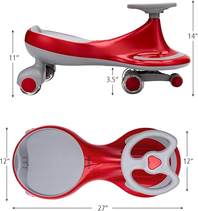 BABY JOY Wiggle Car for Kids, Swing Car with LED Flashing Wheels, No Batteries, Gears or Pedals, Uses Twist, Turn, Wiggle Movement to Steer, Ride-on Toy for Boys Girls 3 Year Old and Up (Red)