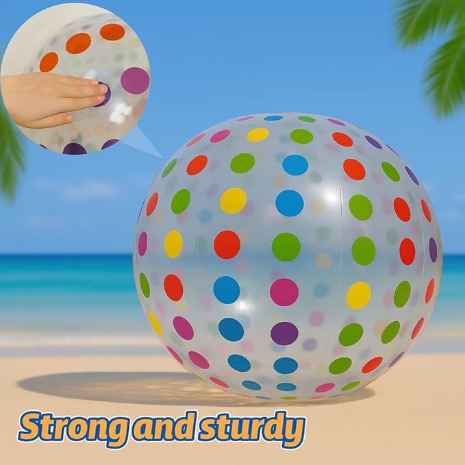 GiftExpress 40" Polka Dot Beach Ball - Giant Transparent Inflatable Ball for Swimming Pool Party - Summer Outdoor Water Toy & Decoration