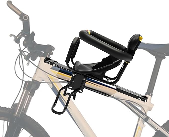 Gdrasuya10 Portable Bicycle Front Mounted Baby Seat Lightweight Child Bicycle Safety Seat Padded Saddle Kids Saddle Carrier Seat Cushion with Foot Pedal