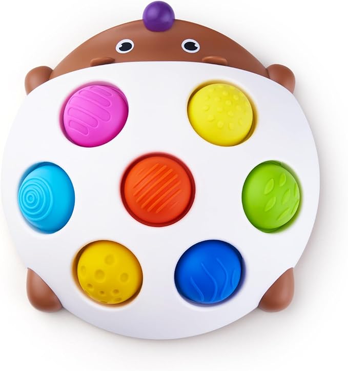 LiKee Fidget Popper Sensory Baby Toys for 10+ Months, Push and Popping Busy Board, Montessori Toys for 1+ Years Old, Airplane Car Travel Toy for Toddlers 1-3 Stress Relief