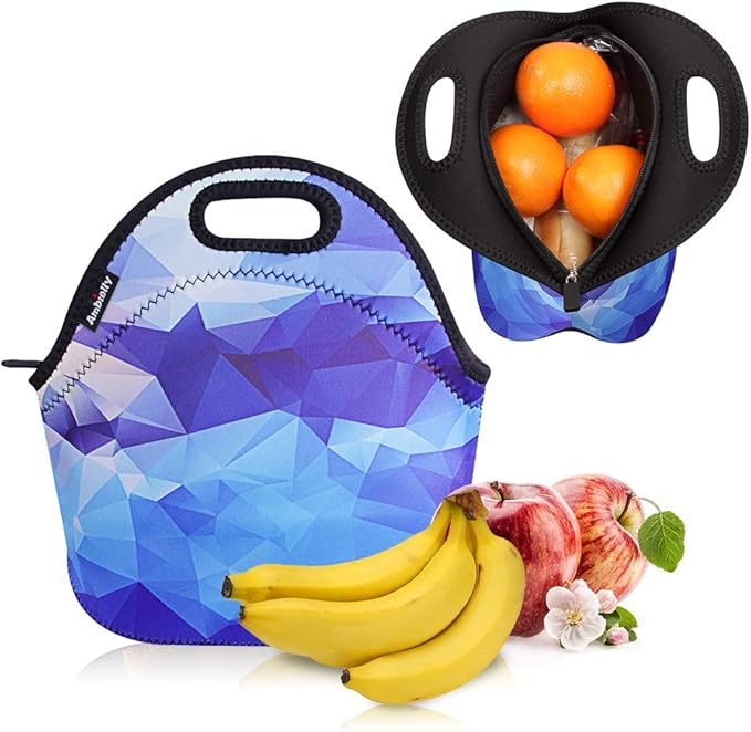 Neoprene Lunch Bag/Lunch Box/Lunch Tote/Picnic Bags Insulated Cooler Travel Organizer (Blue Diamond)