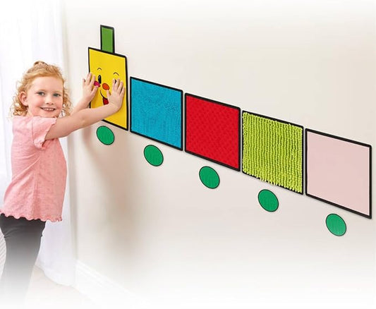 Sensory Wall Panel for Kids, Sensory Toys for Wall ＆ Floor, Sensory Mats for Autistic Children and Toddlers, Wall Busy Board Sensory Room Must Haves (Train)